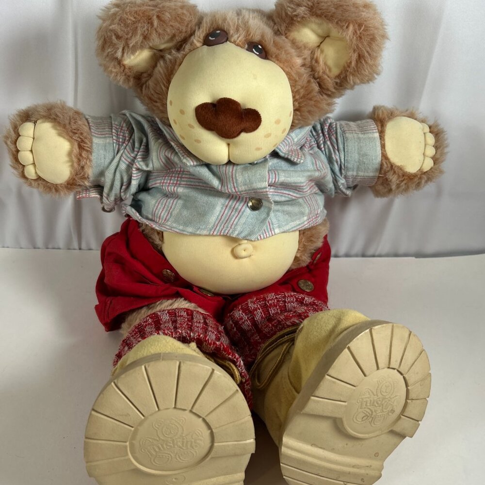 VTG 1980s DUDLEY FURSKINS‎ CABBAGE PATCH STUFFED TEDDY BEAR PLUSH XAVIER ROBERTS
